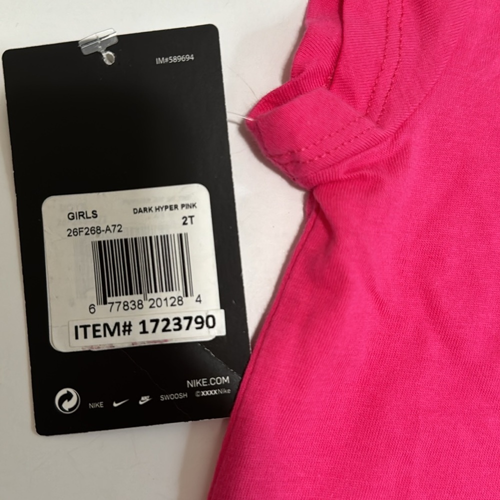 Nike Toddler Girls AIR Swoosh Graphic Tee Hyper Pink 2T NWT Cotton - Picture 4 of 8